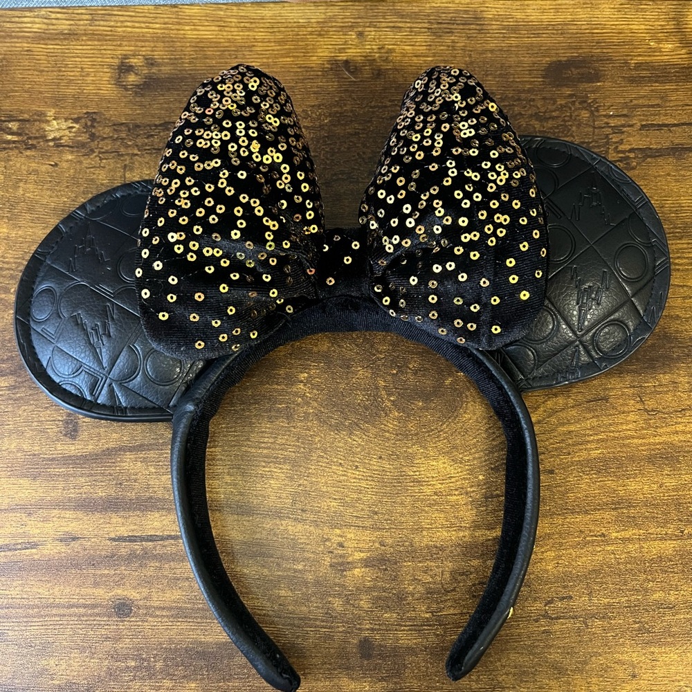 50th anniversary Black and Gold Sequin Ears Headband
